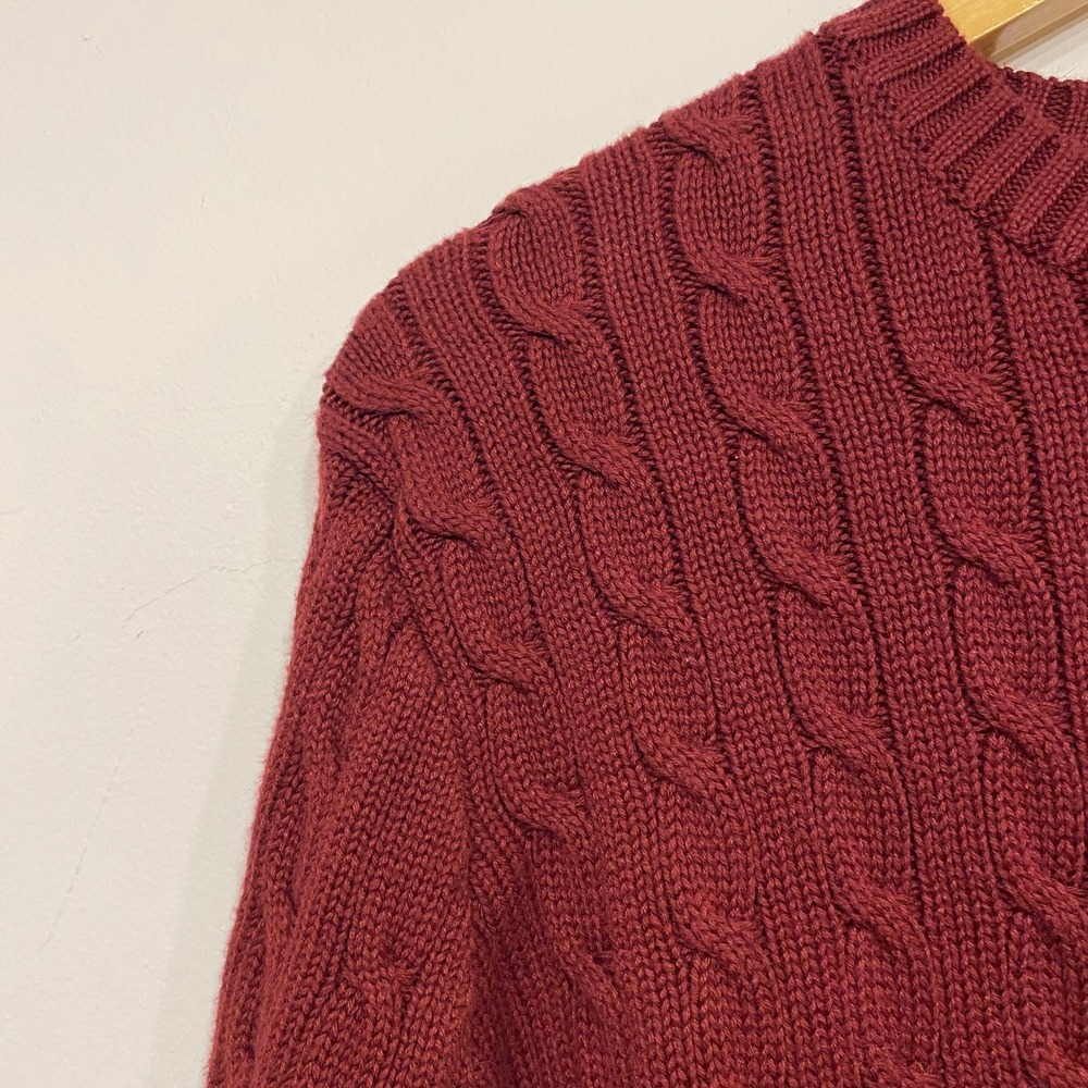 Brandy Melville Burgundy Cable Knit Sweater Crewneck Pullover Red One Size - Picture 3 of 4